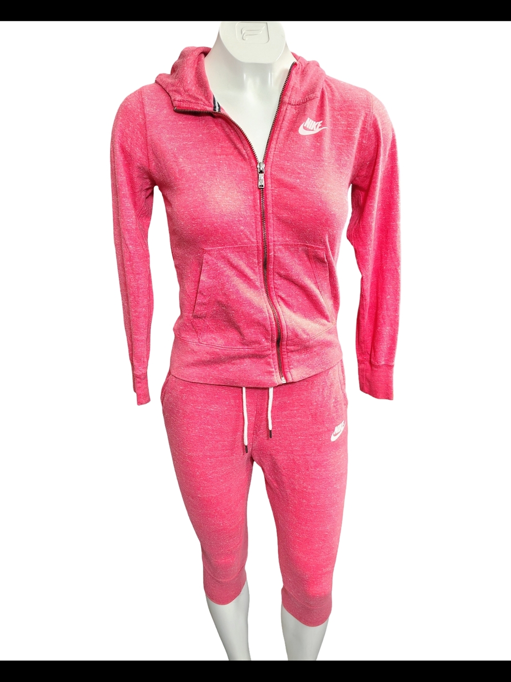 Nike Heathered Hot Pink Zip Hoodie & Cropped Joggers